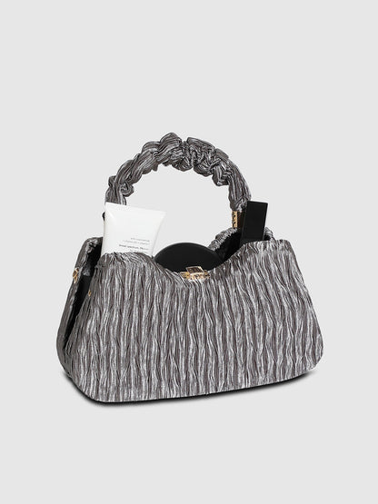 Ruched Handle Handbag - Silver