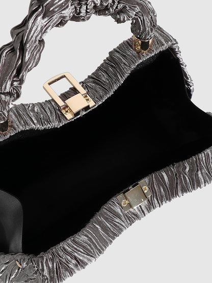 Ruched Handle Handbag - Silver