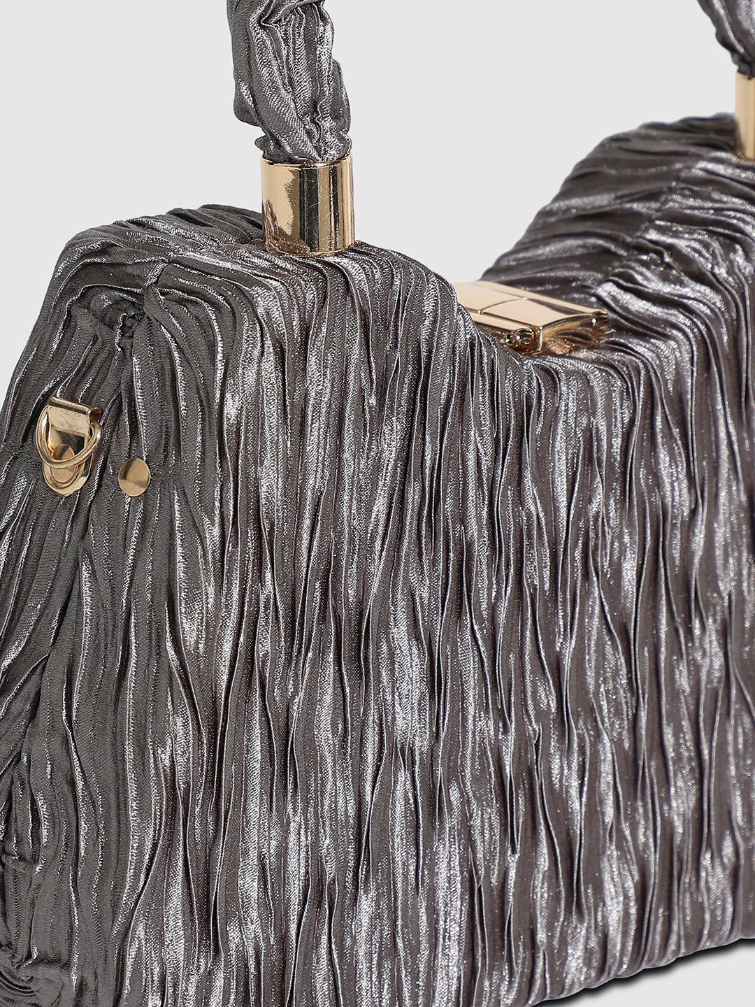 Ruched Handle Handbag - Silver