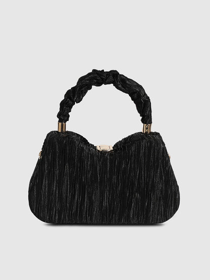Ruched Handle Handbag - Black