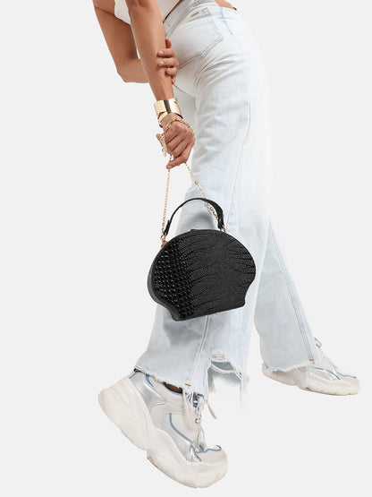 Seashell Scale Handbag - Black