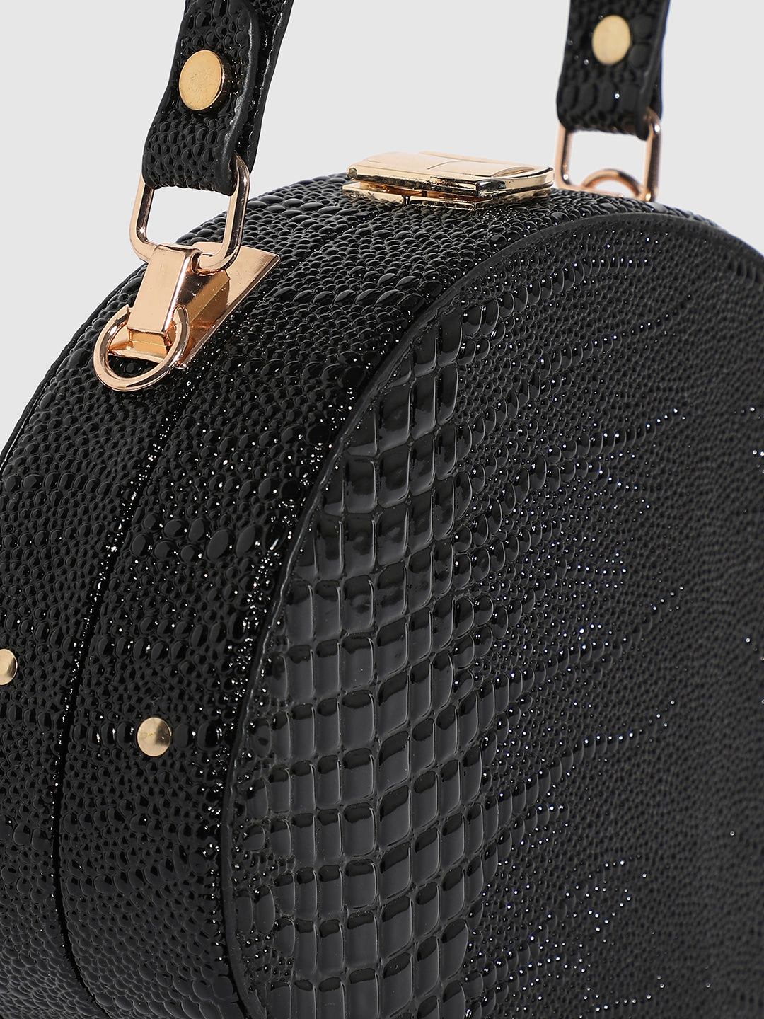 Seashell Croc Handbag - Black