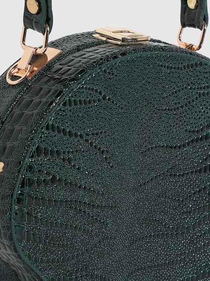 Seashell Croc Handbag - Dark Green