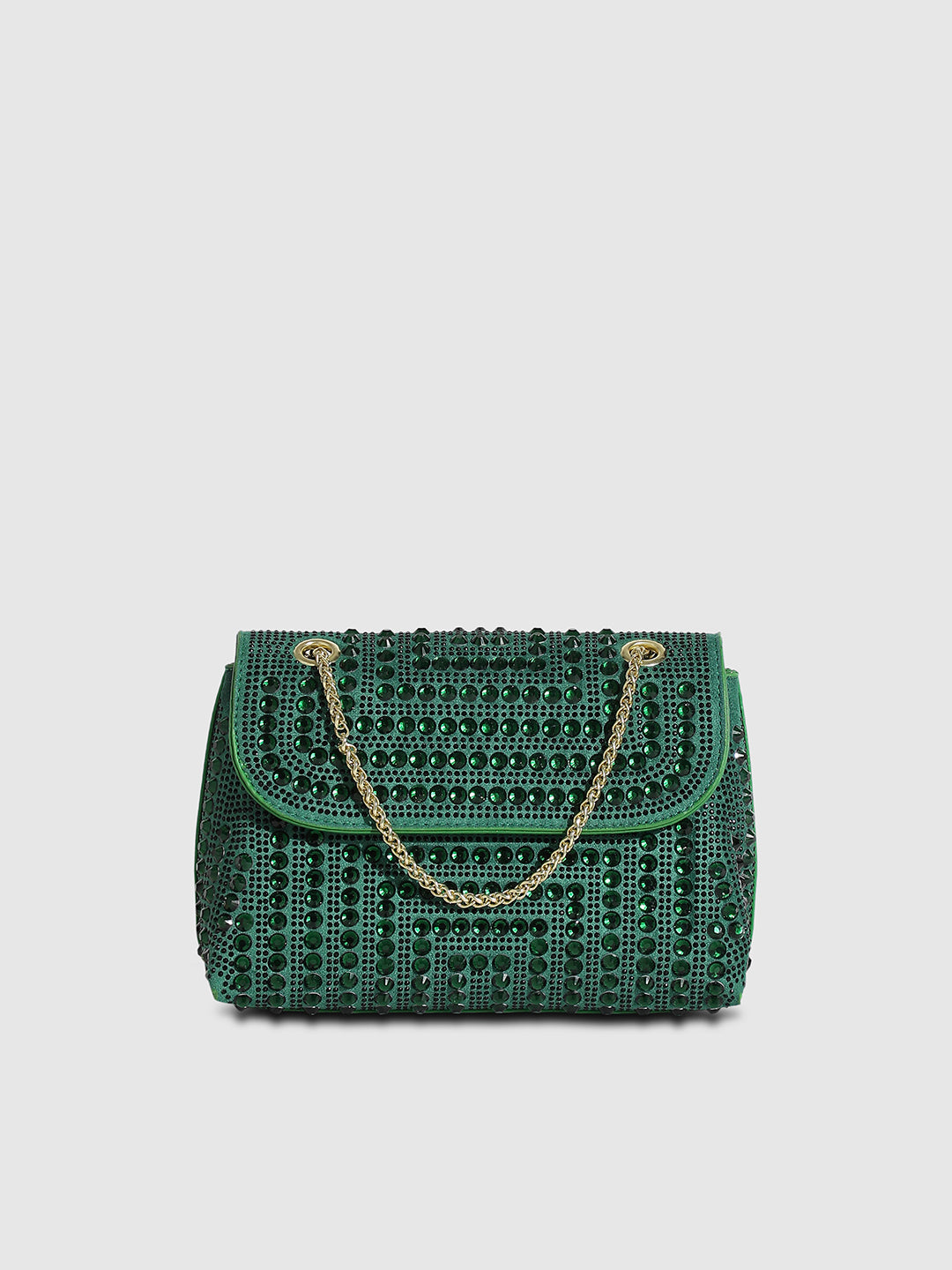 All Over Studs Handbag - Forest Green