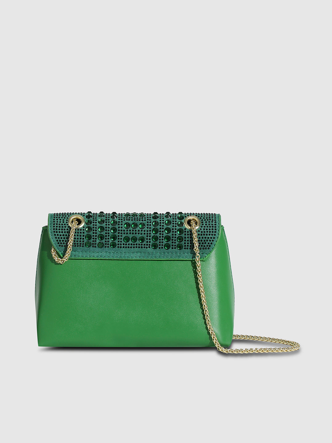 All Over Studs Handbag - Forest Green