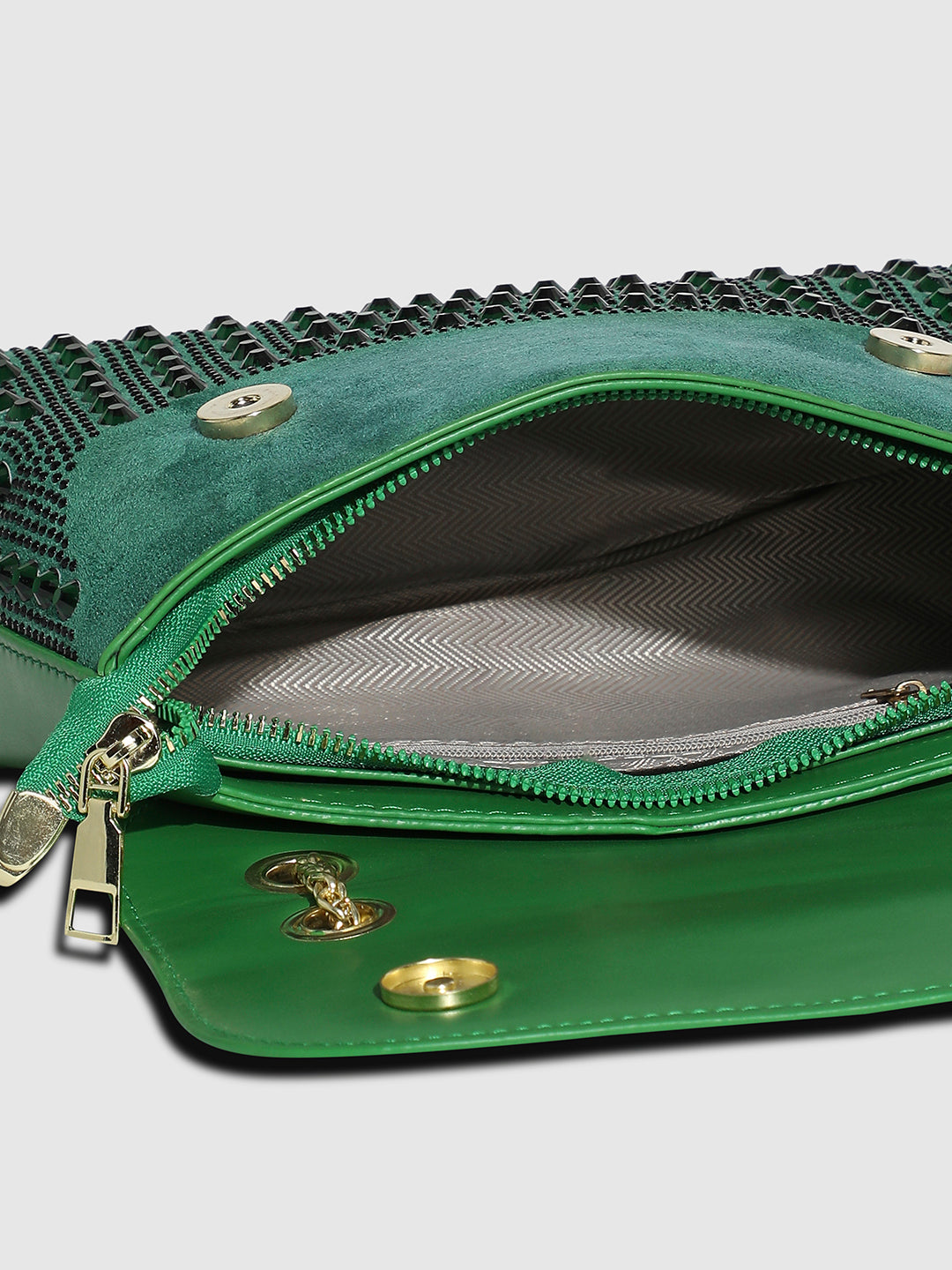All Over Studs Handbag - Forest Green