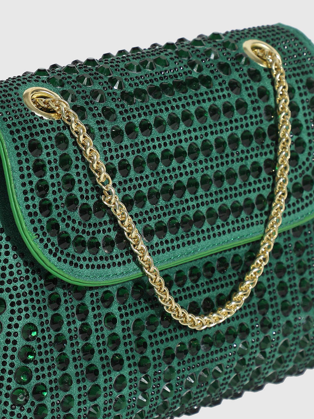 All Over Studs Handbag - Forest Green
