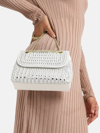 All Over Studs Handbag - White