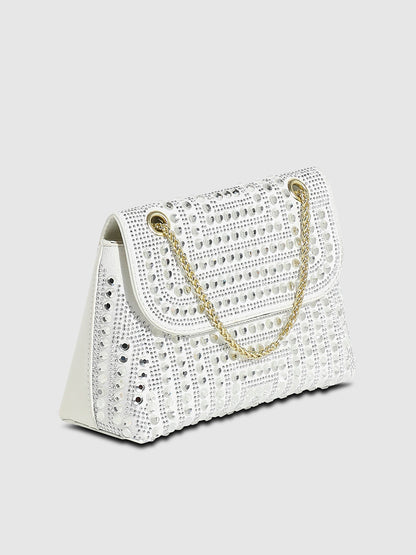 All Over Studs Handbag - White