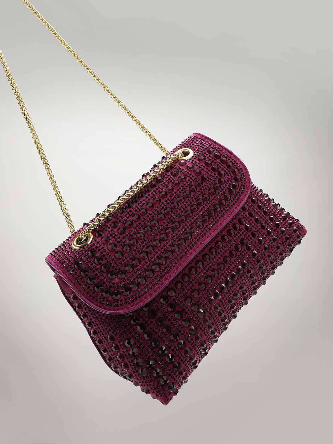 All Over Studs Handbag - Burgundy