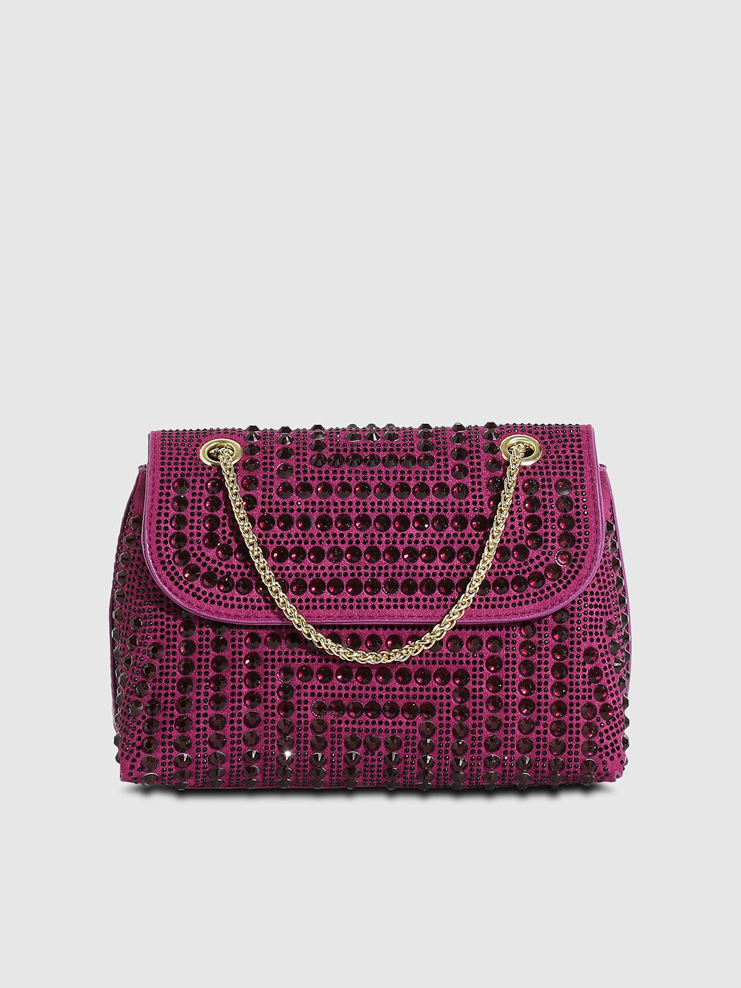 All Over Studs Handbag - Burgundy