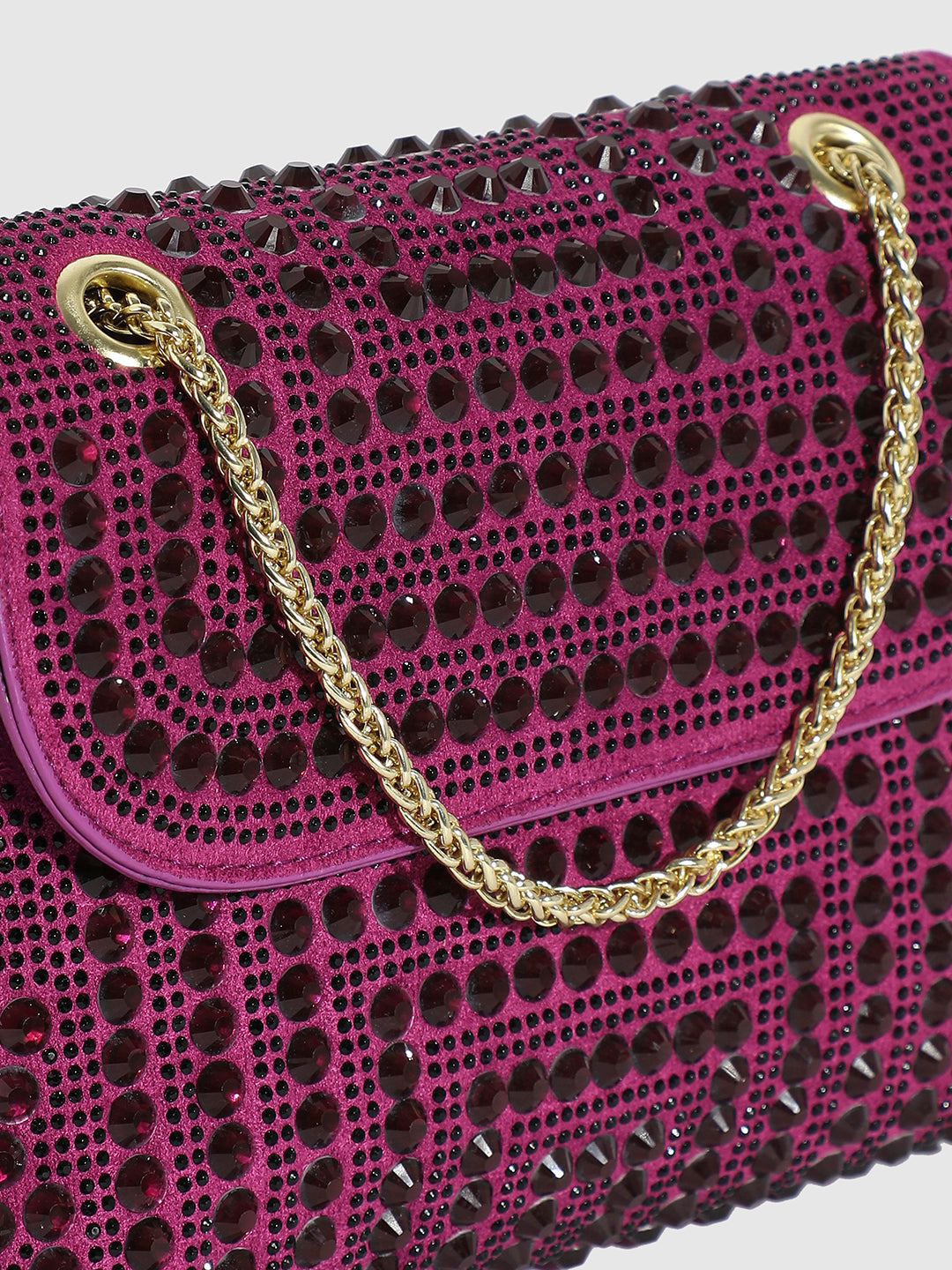 All Over Studs Handbag - Burgundy