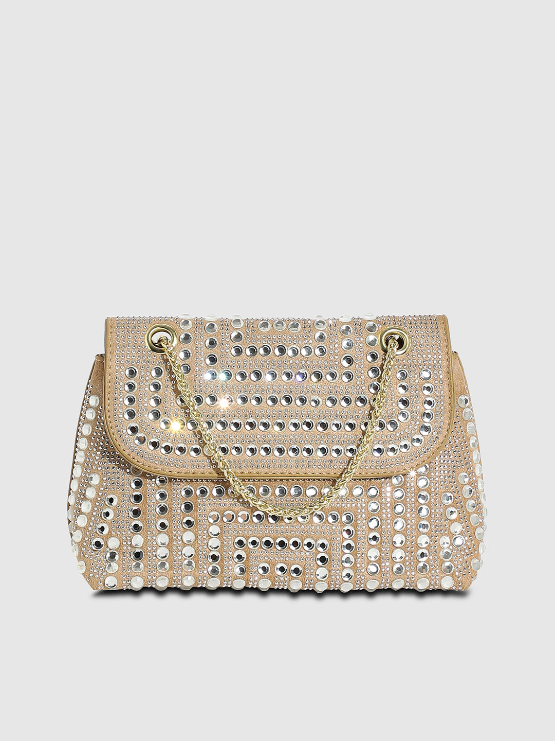 All Over Studs Handbag - Beige