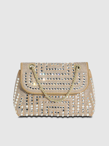 All Over Studs Handbag - Beige