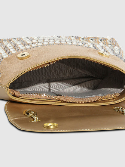 All Over Studs Handbag - Beige