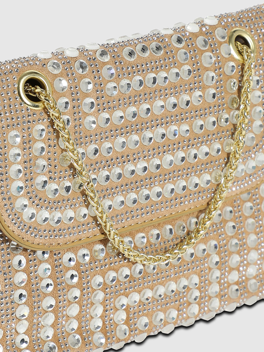 All Over Studs Handbag - Beige