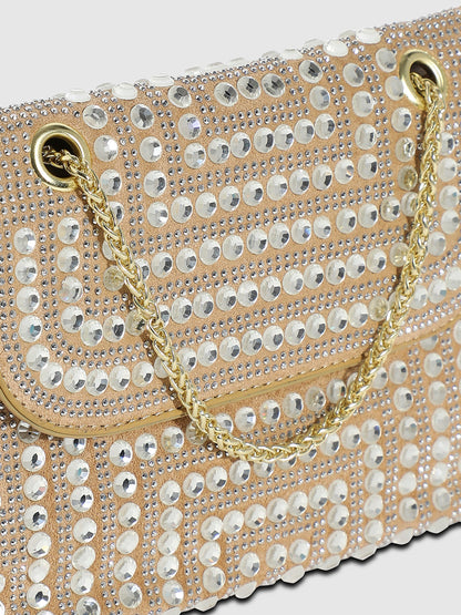All Over Studs Handbag - Beige