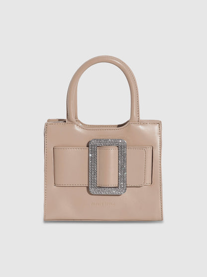 Buckle Mini Handbag - Beige