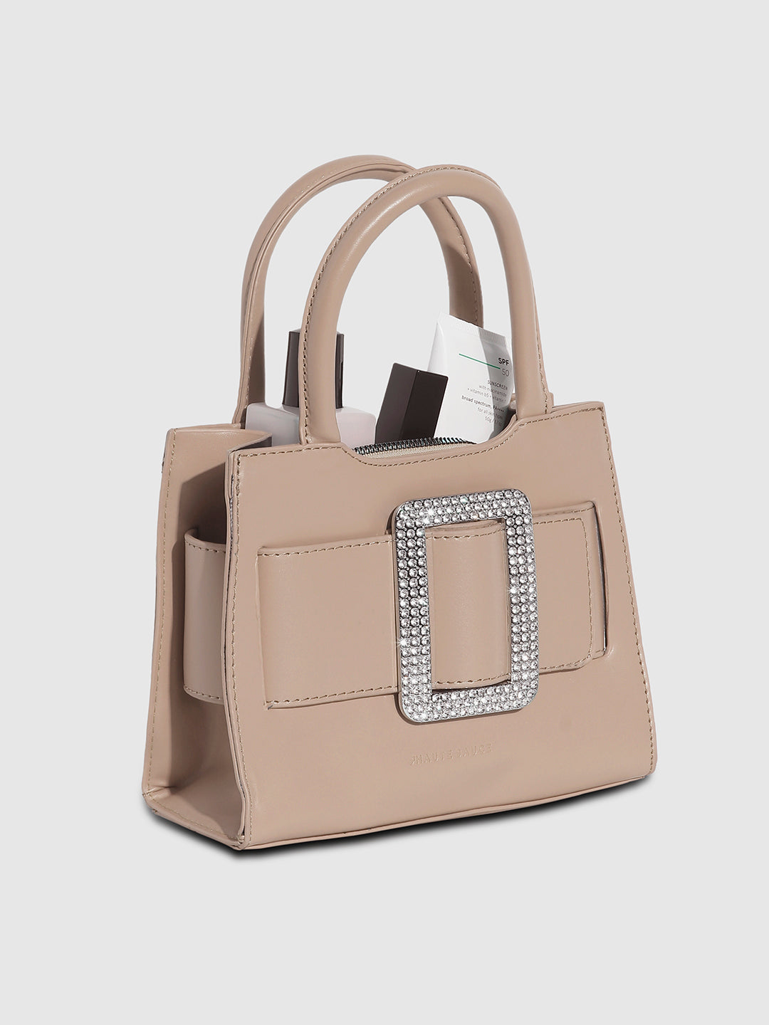 Buckle Mini Handbag - Beige