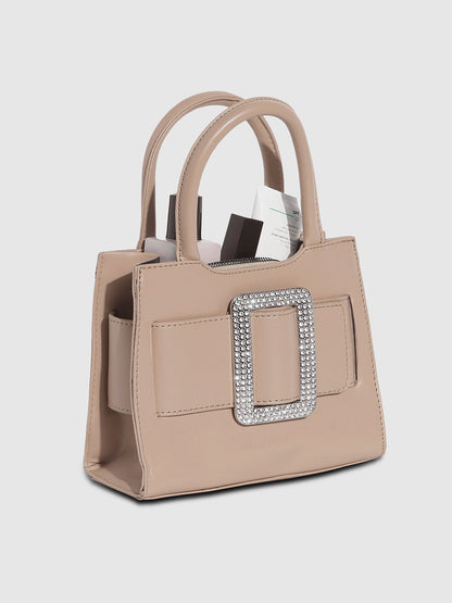 Buckle Mini Handbag - Beige
