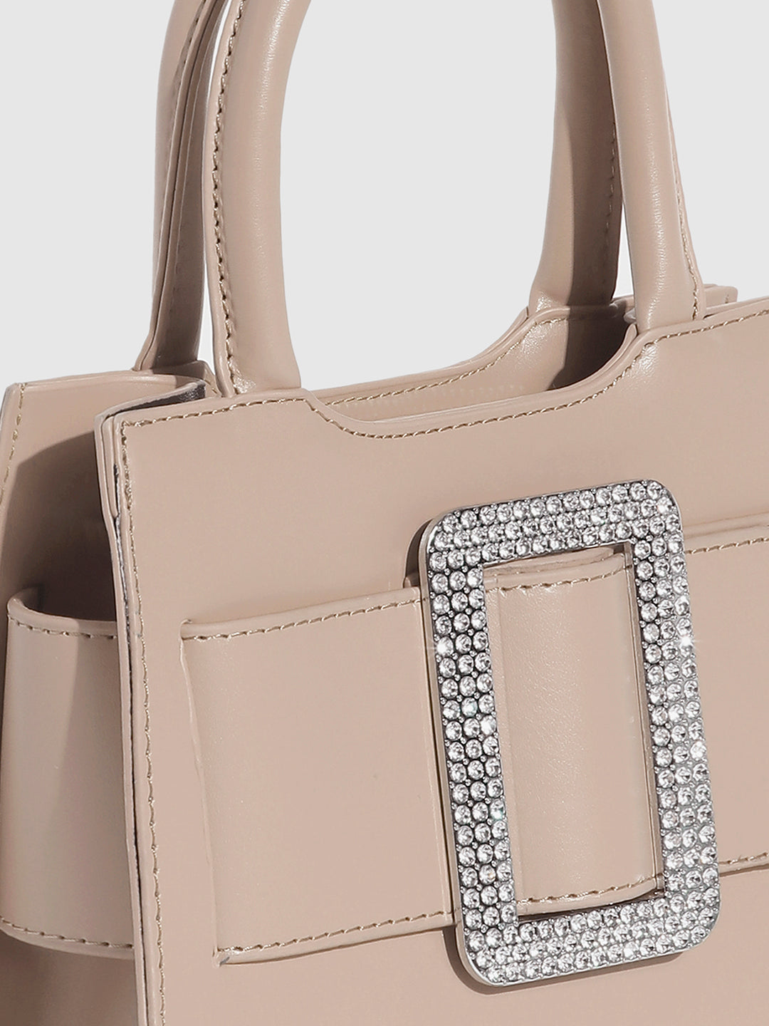Buckle Mini Handbag - Beige