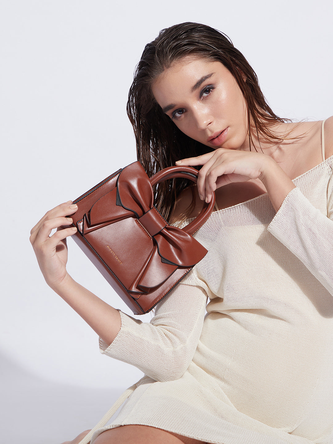 Bow Mini Handbag - Brown