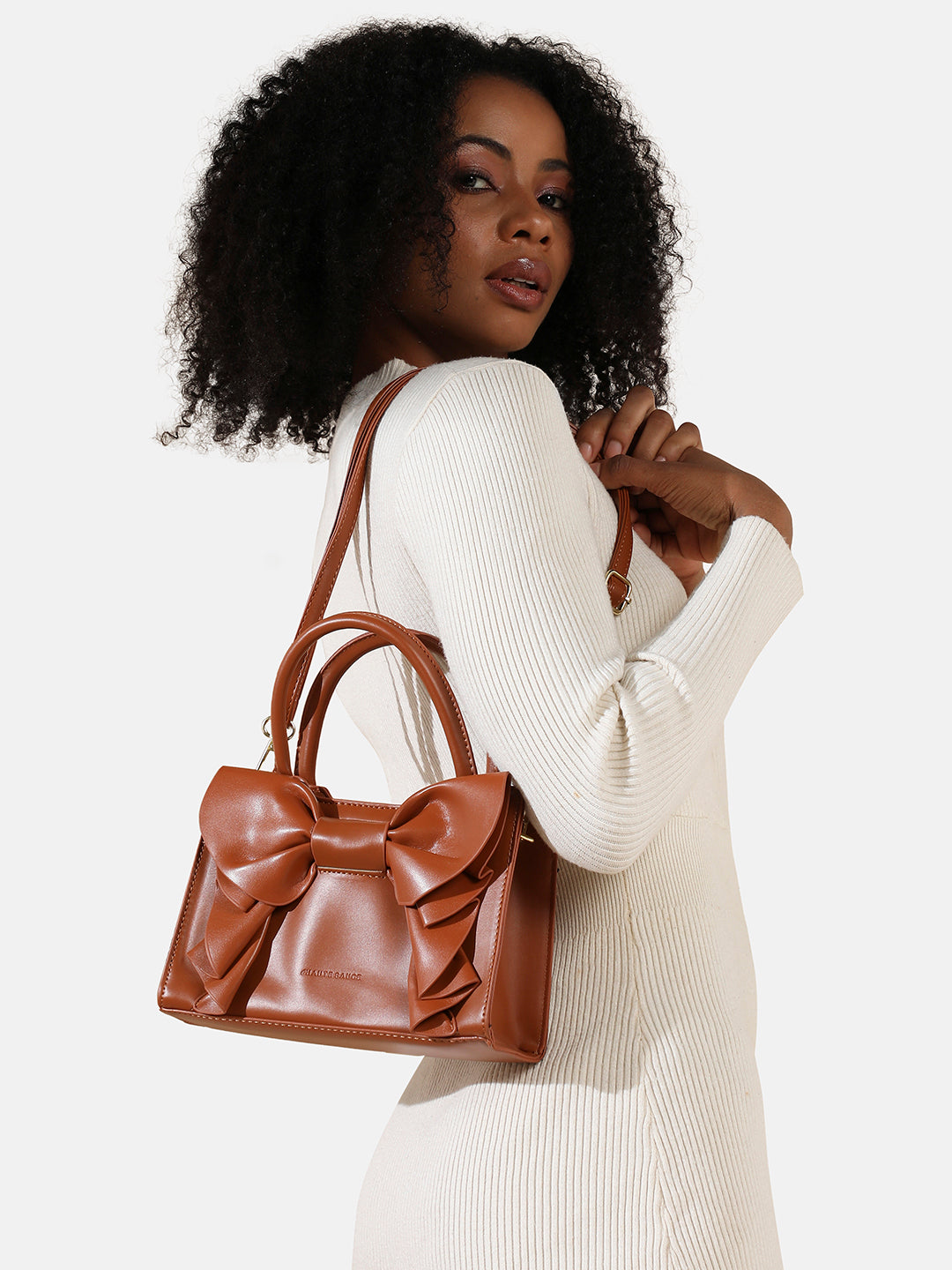 Bow Mini Handbag - Brown