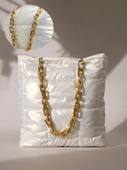 The Supersonic Puffer Tote Bag - Pearl White