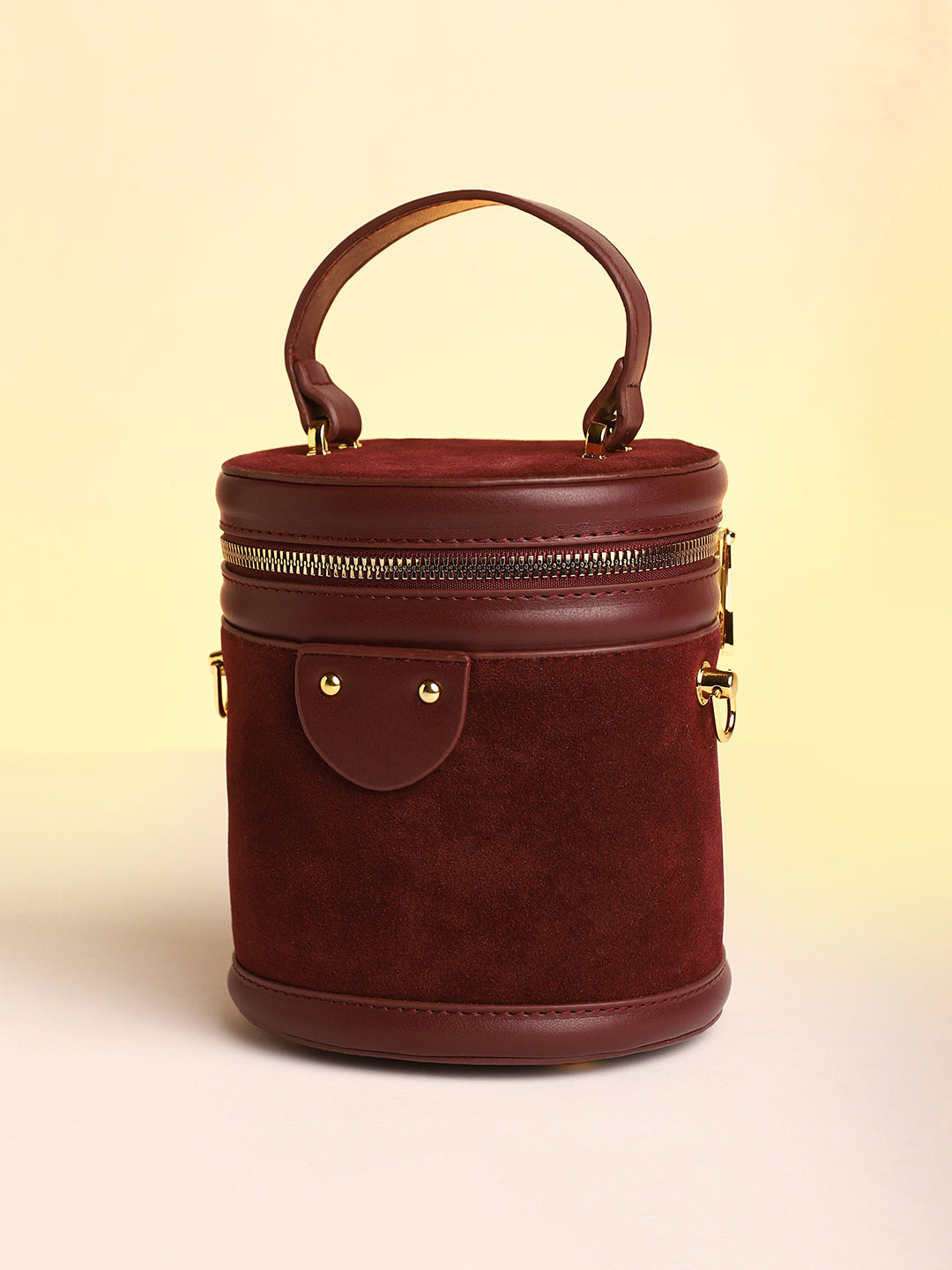 The Velvet Bucket Bag - Wine Red