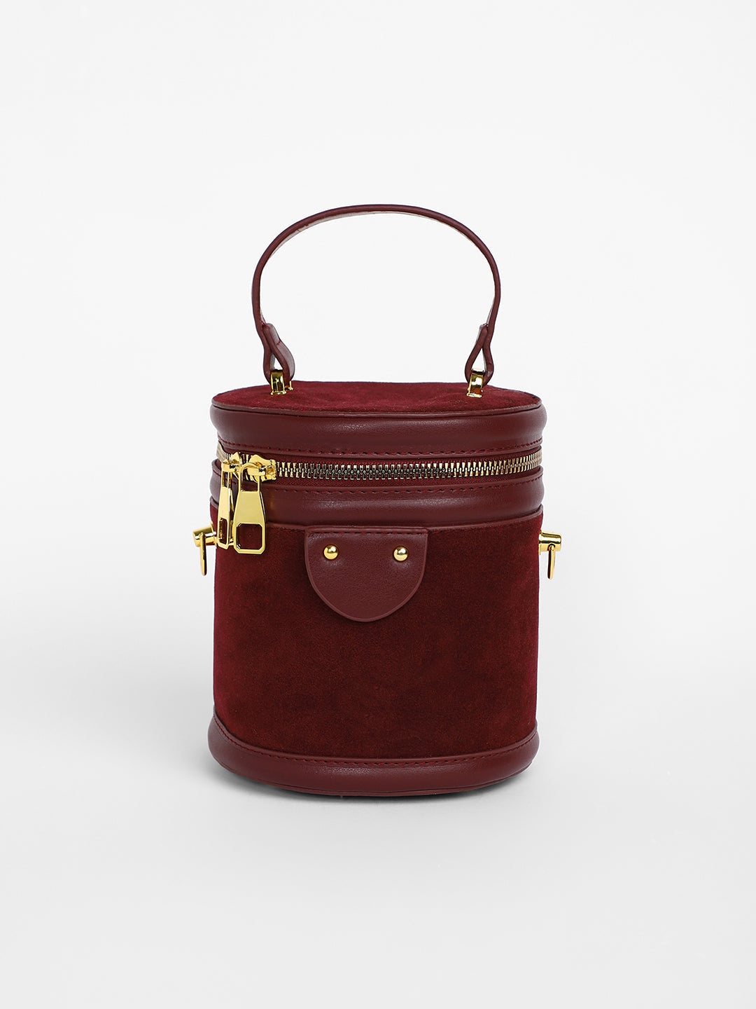 The Velvet Bucket Bag - Wine Red