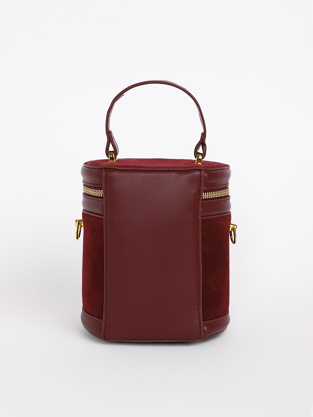 The Velvet Bucket Bag - Wine Red