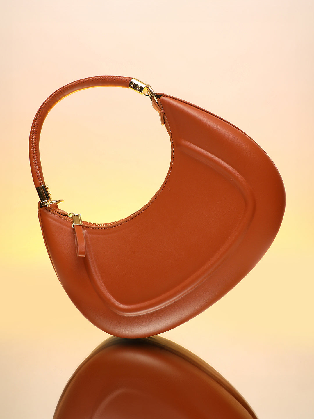 The Curve Hand Bag With Pouch - Chocolate Brown