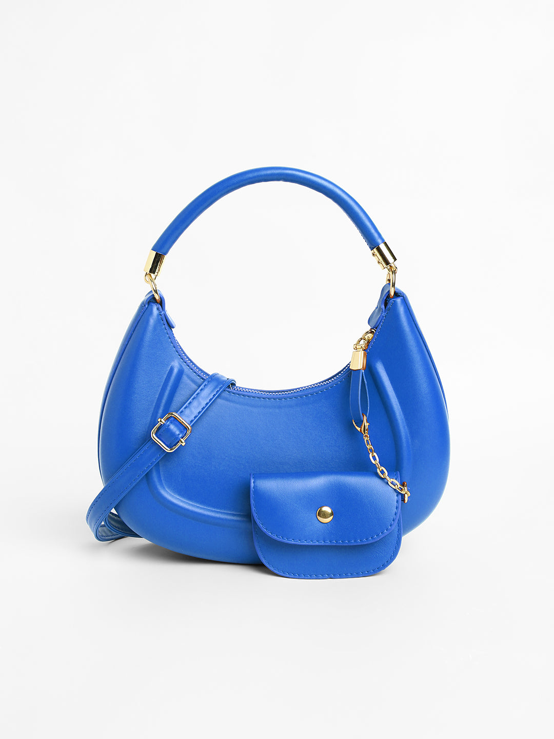 The Curve Hand Bag With Pouch - Royal Blue