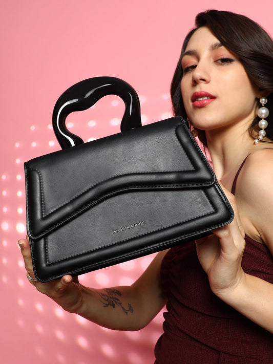 The Caldera Gloss Hand Bag - Midnight Black