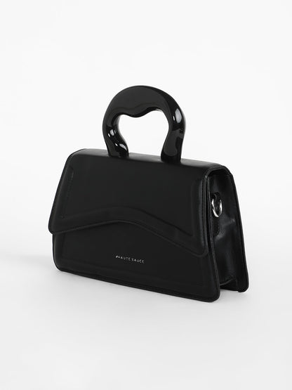 The Caldera Gloss Hand Bag - Midnight Black