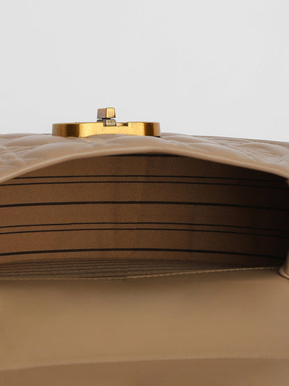 The Quilted Curve Sling Bag - Camel Brown