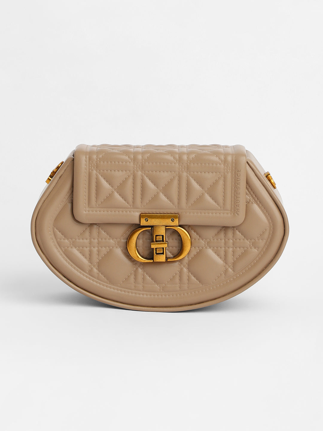 The Quilted Curve Sling Bag - Camel Brown