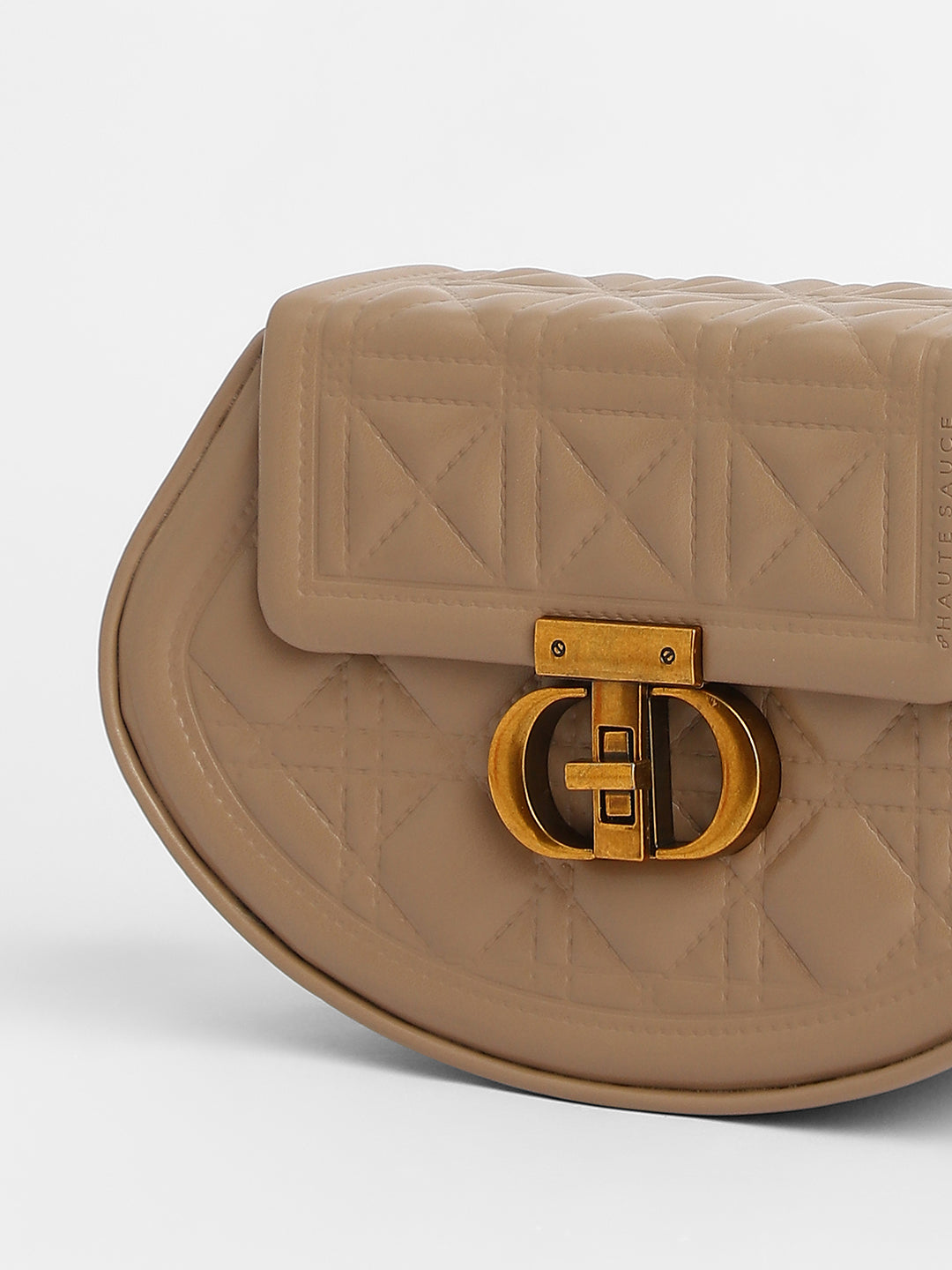 The Quilted Curve Sling Bag - Camel Brown