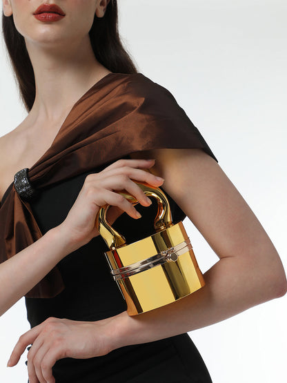 The Caldera Gloss Bucket Bag - California Gold