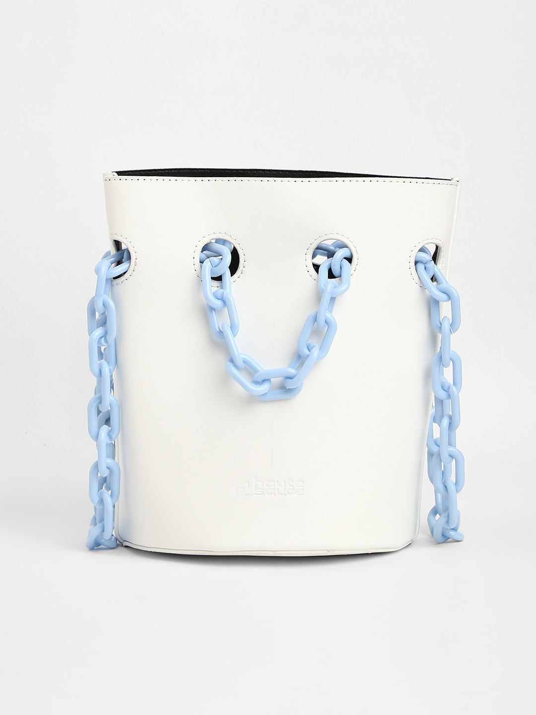 The Block-A-Chain Bucket Bag - Daisy White
