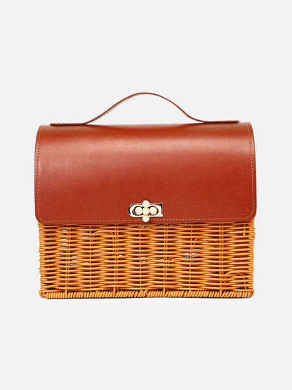 The Rattan MÃ©decin Hand Bag - Russet Brown