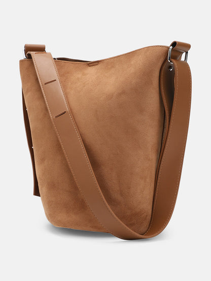 The Bucket Tote Bag With Pouch - Tan Brown