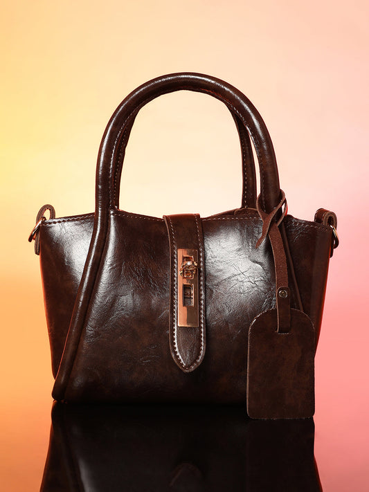 The Galleria Hand Bag With Pouch - Coffee Brown