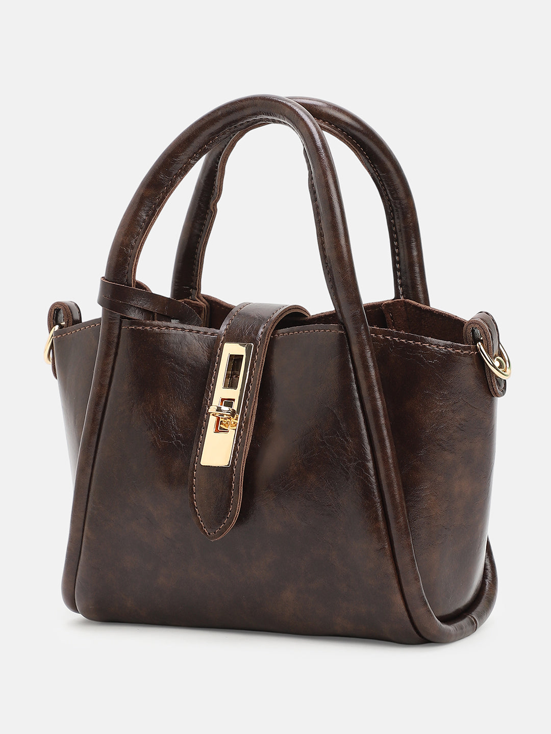 The Galleria Hand Bag With Pouch - Coffee Brown