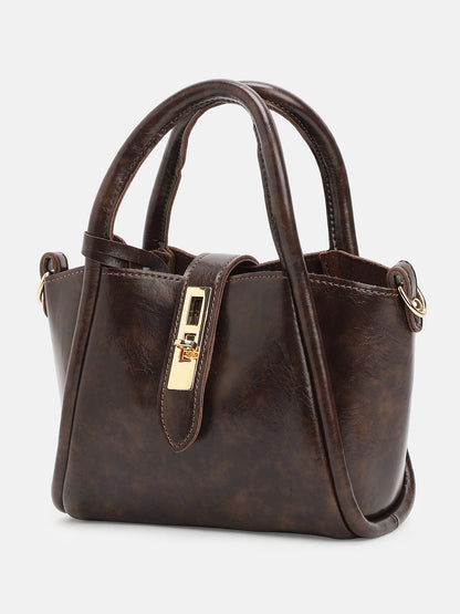 The Galleria Hand Bag With Pouch - Coffee Brown