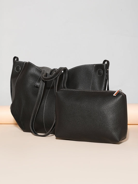 The Medium IllumÃ© Tote Bag With Pouch - Onyx Black