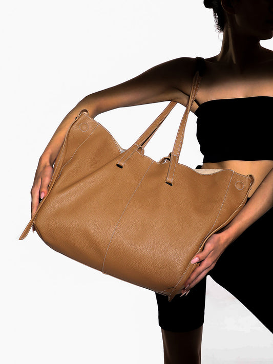 The Large IllumÃ© Tote Bag With Pouch - Khaki Beige