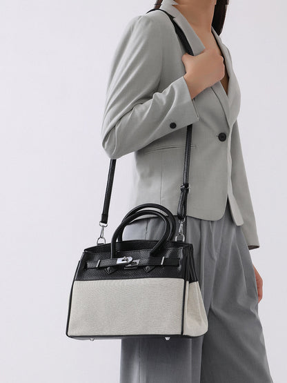 The Panel-Overlap Satchel Bag - Off-White & Obsidian Black