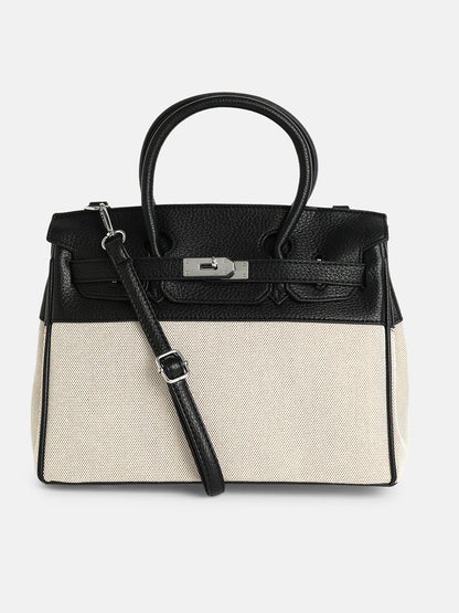The Panel-Overlap Satchel Bag - Off-White & Obsidian Black