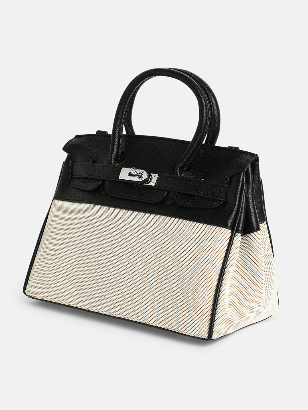The Panel-Overlap Satchel Bag - Off-White & Obsidian Black